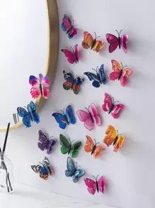 60pcs/Set Plastic Wall Sticker, Creative Butterfly Design 3D Wall Decal For Home,Stickers,Wall Decal, Vinyl Decal For Home Decorations,Spring Decoration Items Refresh Your Home,Rama Decoration Stickers Gifts Birthday Graduation - Multicolor - View 1