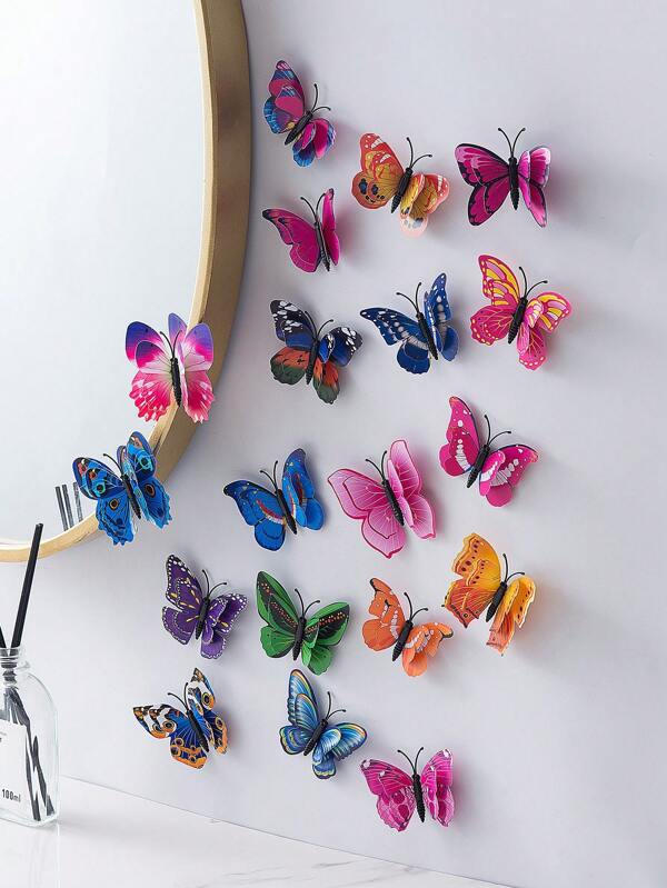 60pcs/Set Plastic Wall Sticker, Creative Butterfly Design 3D Wall Decal For Home,Stickers,Wall Decal,Vinly Decal For Home Decorations,Spring Decoration Items Refesh Your Home,Rama Decoration Stickers Gifts Birthday Graduation
