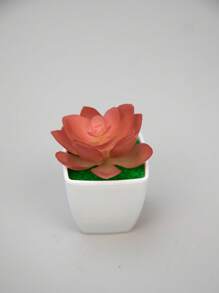 1pc Plastic Artificial Potted Plant, Creative Artificial Mini Plant Small Pot For Home - Red - View 2