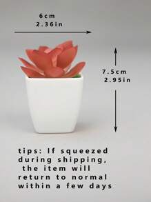 1pc Plastic Artificial Potted Plant, Creative Artificial Mini Plant Small Pot For Home - Red - View 3