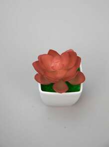1pc Plastic Artificial Potted Plant, Creative Artificial Mini Plant Small Pot For Home - Red - View 4