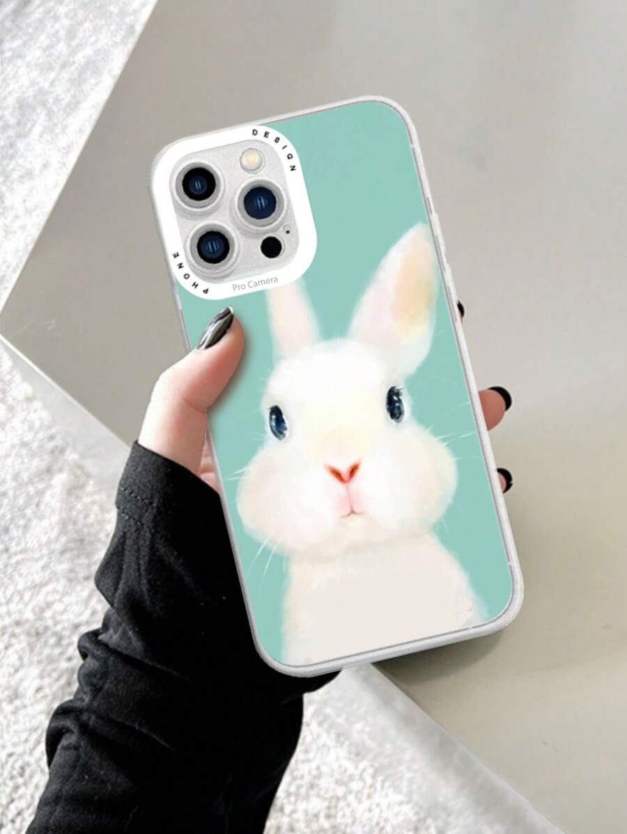 可愛兔子卡通TPR聚氨酯手機殼適用於iphone - 彩色 - 查看 1