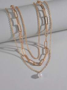 Ngọc trai Giả Vòng cổ nhiều lớp - Vàng - Xem 2