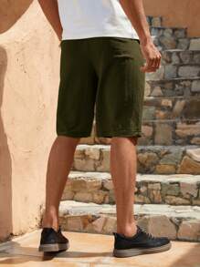 Manfinity RelaxMax Quần Short Nam Túi màu trơn Giải trí - xanh quân đội - Xem 5