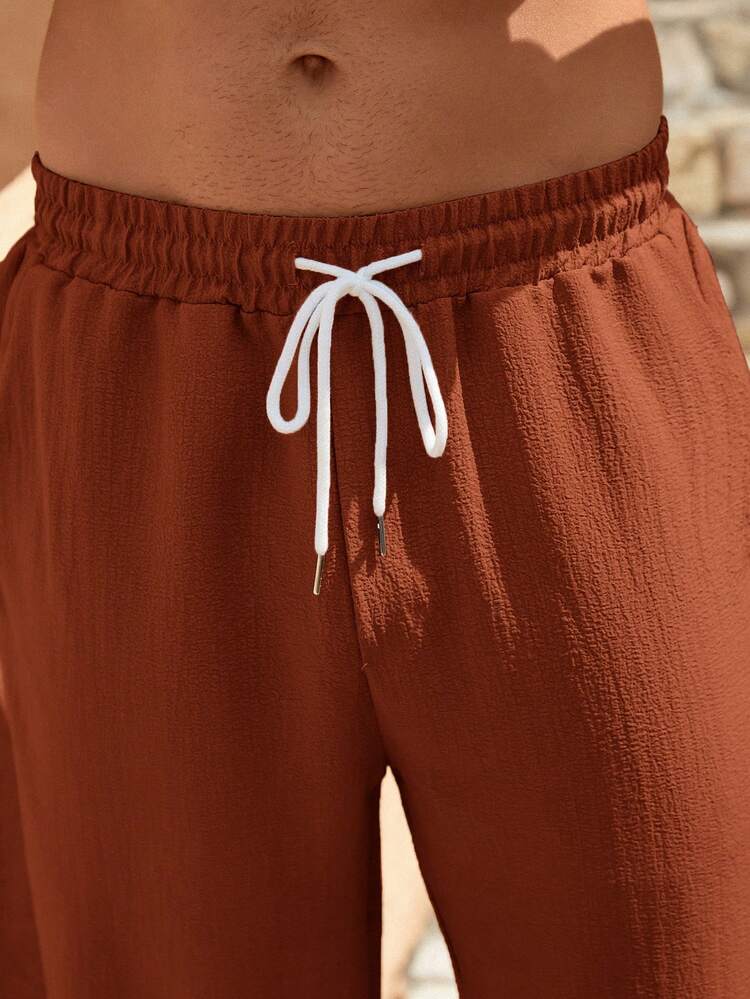 Manfinity Homme Quần Short Nam Túi màu trơn Giải trí - màu nâu - Xem 7