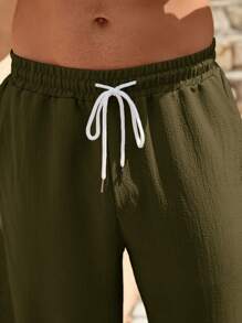 Manfinity RelaxMax Quần Short Nam Túi màu trơn Giải trí - xanh quân đội - Xem 6