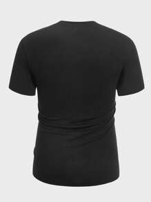 Manfinity Camiseta De Hombre Con Letras Gráficas De Gran Tamaño - Negro - Ver 2