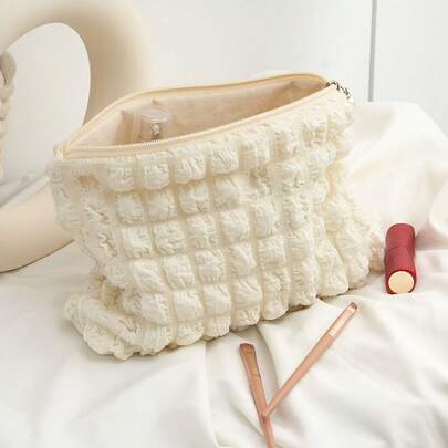 1Pc Wrinkle Embossed Makeup Bag Beige Soft Material Cute Everyday Use Cosmetic Bag With Little Bead Zipper For Women And Girls,Makeup Bag Makeup Pouch Skincare Bag Toiletry Bag Packing Cubes,Travel Essentials Cruise Essentials Dorm Essentials,Wedding Bridesmaid Gifts,Mom Gifts,Birthday Gifts,Gifts For Friends And Teachers,Home Decor,Bathroom Livingroom Bedroom Decor,Bathroom Organizer,Jewelry Organizer,Lip Oil Organizer,Nail Polish Organizer Storage Makeup Organizer Makeup Case Makeup Travel Toiletry Organizer Essentials Gifts Storage Zipper Accessories Nail Bag,Room Decor, Bags,Makeup Bag,Vanity,Travel,Make Up Bag,Travel Essentials,Organizer,Storage,Travel Essential,Makeup Organizer,Makeup Bags,Toiletry Bag,Desk Organiser,Cosmetic Bag,Makeup Pouch,Make Up Organize,Vanity Accessories,Make Up Pouch,Make Up Bags,Makeup Pouch,Cosmetic Bag,Travel Essential,Large Capacity,Large Makeup Bag,Gifts For Women,Christmas Gifts,Gift Ideas For Women,Pouch,Makeup Pouch,Travel Essential