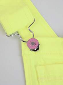 Chicas Shorts overol mezclilla amarillo flúor con botón - Amarillo - Ver 9