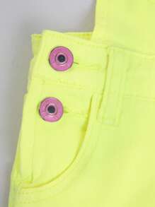 Chicas Shorts overol mezclilla amarillo flúor con botón - Amarillo - Ver 8