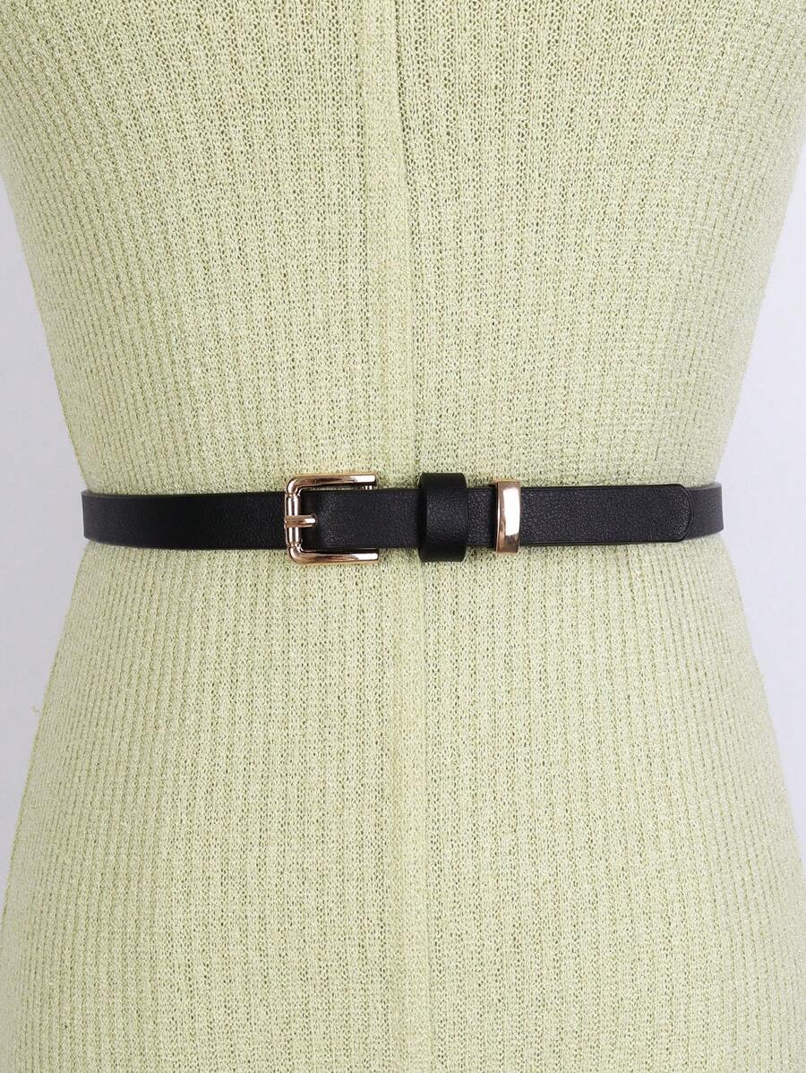 方形扣皮帶 - 黑色 - 查看 1