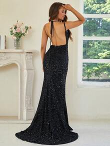 Missord de muslo con abertura con lentejuelas Cami Vestido de vestir - Negro - Ver 2