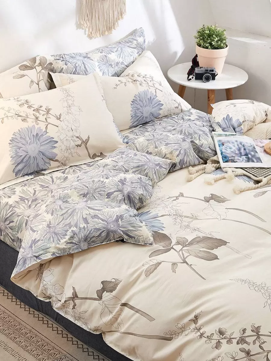 3pcs Floral Duvet Cover Set, Bedding, Super Soft And Skin-Friendly Duvet Cover, Washed Duvet Cover,Sh2303294992910140, Floral Printed Pattern Comforter Set And Pillow Case, Quilt Core Not Included, Fits For Twin Full King Queen All Size Beds, Suitable For All Seasons, Home Decoration, Bedding Gifts, Machine Washable, Twin Queen King - Multicolor - View 1