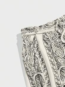 GENTILAND Quần Short Nam Dây kéo Túi Paisley Boho - Đen và trắng - Xem 3