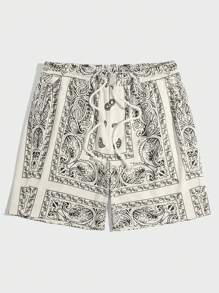 GENTILAND Quần Short Nam Dây kéo Túi Paisley Boho - Đen và trắng - Xem 4