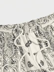 GENTILAND Quần Short Nam Dây kéo Túi Paisley Boho - Đen và trắng - Xem 5