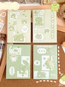 4pcs Cartoon Frog Pattern Memo Pad, Cute Portable Note Pad For School Student - Multicolor - View 2