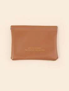 Bolso de maquillaje con estampado de slogan - Café integral - Ver 3