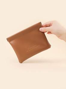 Bolso de maquillaje con estampado de slogan - Café integral - Ver 4