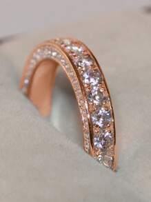 Nhẫn nữ đính đá Cubic Zirconia, thời trang và đa năng, phù hợp đeo hàng ngày. - Hoa hồng vàng - Xem 6