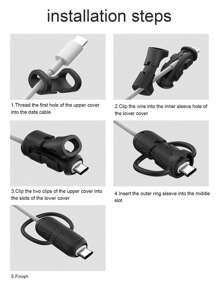 Bộ bảo vệ cáp dữ liệu chống đứt 2 chiếc bằng silicon - màu đen - Xem 4