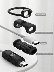 Bộ bảo vệ cáp dữ liệu chống đứt 2 chiếc bằng silicon - màu đen - Xem 5