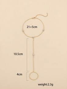 1入組金色鍊條和鑲有水晶的腳鏈,配有環狀戒指 - 金黃色 - 查看 3