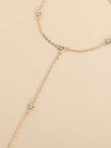 1入組金色鍊條和鑲有水晶的腳鏈,配有環狀戒指 - 金黃色 - 查看 4