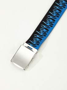 男士火焰紋帶裝飾休閒腰帶 - 彩色 - 查看 3