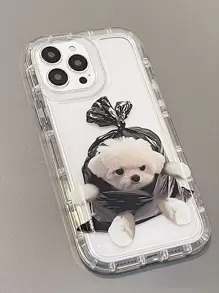 Funny 2pcs Couple Dog & Cat Pattern Clear Phone Case - Clear - View 3