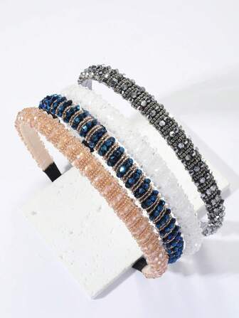 4 piezas Diadema decorada con cuentas estilo real, Diadema, Aro para el cabello