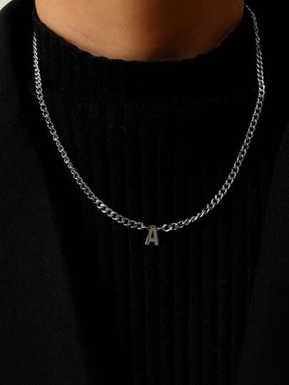 時尚流行男士字母吊飾項鍊不銹鋼珠寶禮物和時尚外觀