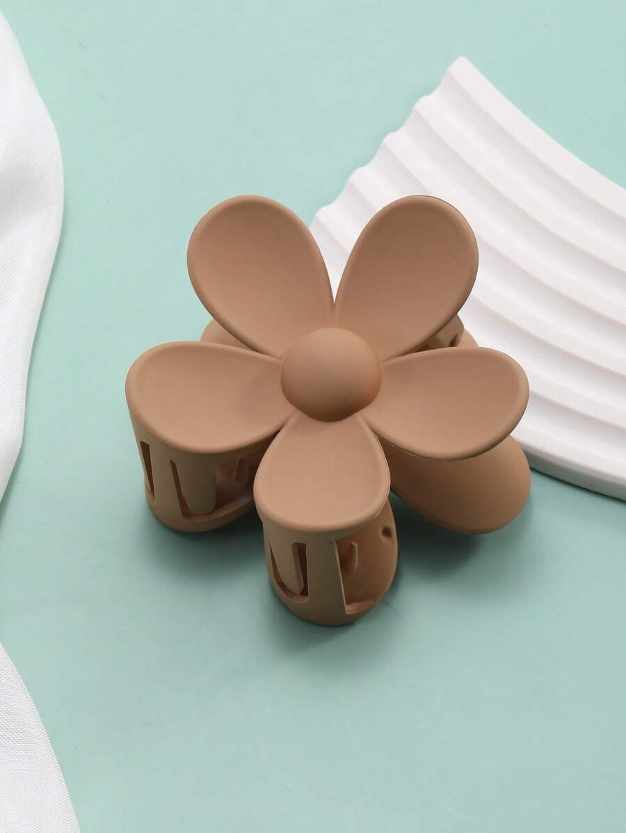 Garra de pelo con diseño de flor - Café - Ver 1