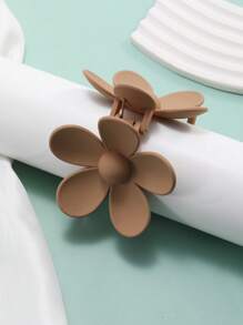 Garra de pelo con diseño de flor - Café - Ver 5