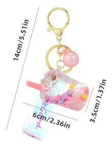 1pc Random Ball & Drink Bottle Charm Keychain - Multicolor - View 5