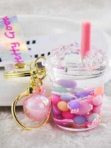 1pc Random Ball & Drink Bottle Charm Keychain - Multicolor - View 3