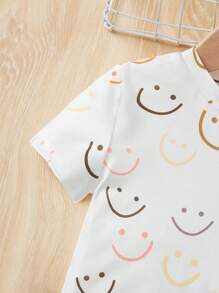 SHEIN 休閒卡通 全身印花女幼童上衣 - 白色 - 查看 3