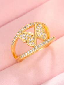 1 chiếc nhẫn hình bướm đính đá Cubic Zirconia tinh tế, phù hợp cho nữ, có thể đeo trong đám cưới, dự tiệc hoặc làm quà tặng ngày Valentine. - Vàng - Xem 8