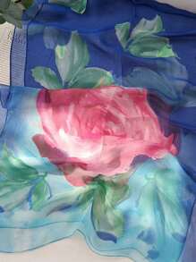 1pc Floral Print Scarf Flower Plant Scarf Ideal For Going Out & Dressing Up Your Look Boho - Multicolor - View 2