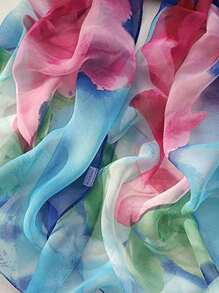 1pc Floral Print Scarf Flower Plant Scarf Ideal For Going Out & Dressing Up Your Look Boho - Multicolor - View 3