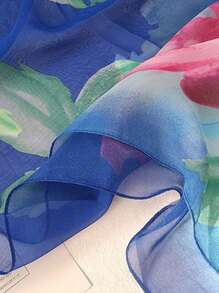 1pc Floral Print Scarf Flower Plant Scarf Ideal For Going Out & Dressing Up Your Look Boho - Multicolor - View 4