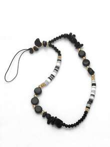 1 dây buộc điện thoại đính cườm - màu đen - Xem 2