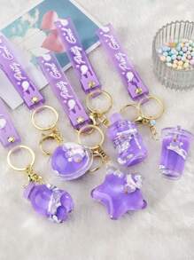 1pc Random Cartoon Unicorn Detail Keychain - Mauve Purple - View 1