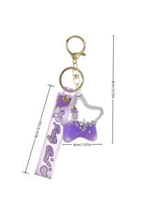 1pc Random Cartoon Unicorn Detail Keychain - Mauve Purple - View 3