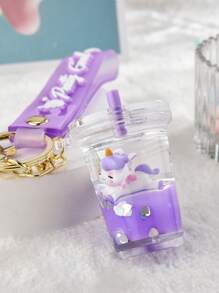 1pc Random Cartoon Unicorn Detail Keychain - Mauve Purple - View 5