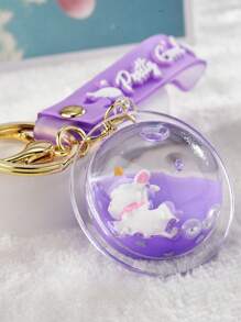 1pc Random Cartoon Unicorn Detail Keychain - Mauve Purple - View 7