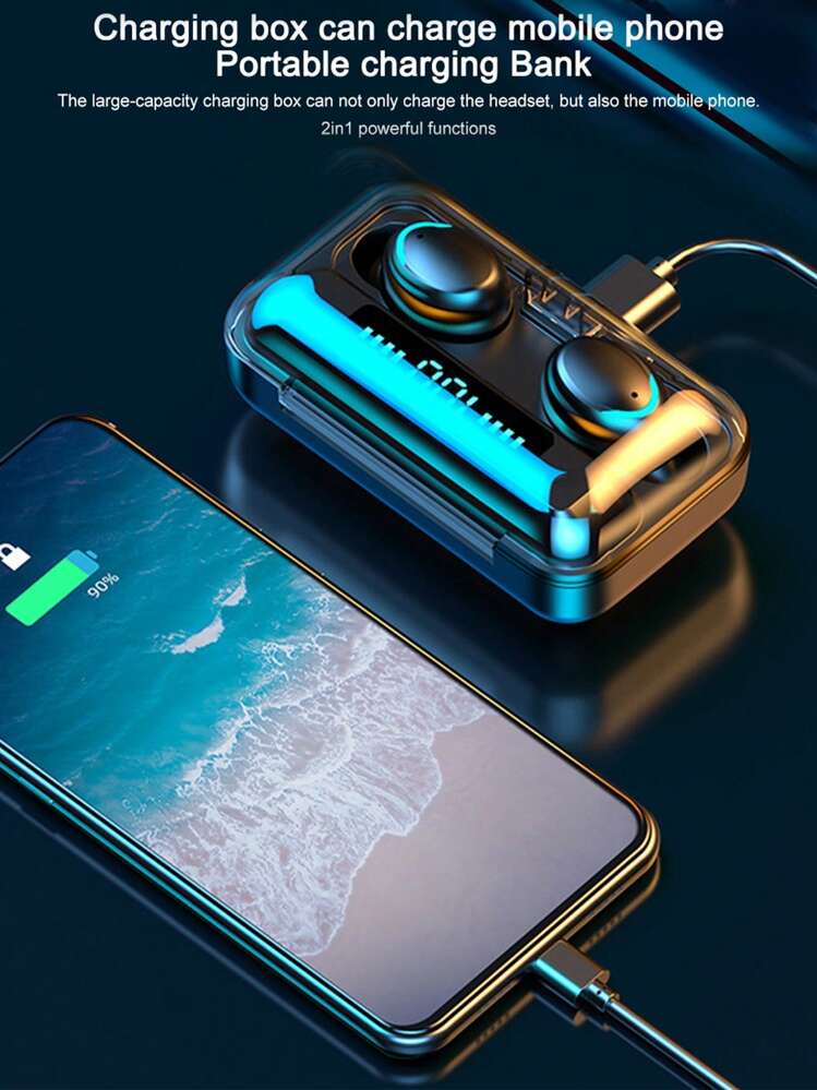 1 pieza Auriculares inalambricos LED control tactil - Negro - Añade 6