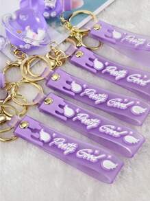1pc Random Cartoon Unicorn Detail Keychain - Mauve Purple - View 9