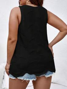 SHEIN Essnce 大碼網眼針織毛衣背心 - 黑色 - 查看 2