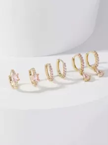 Hihho 6pcs Cubic Zirconia Decor Earrings
